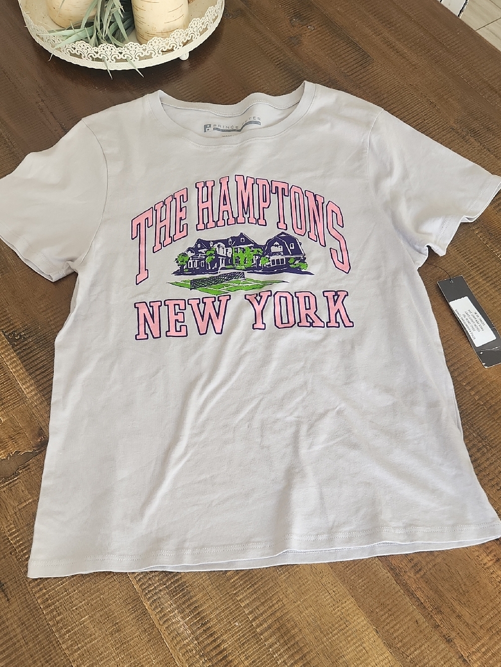 Prince Peter Collection White Crewneck Tee with Gray Logo